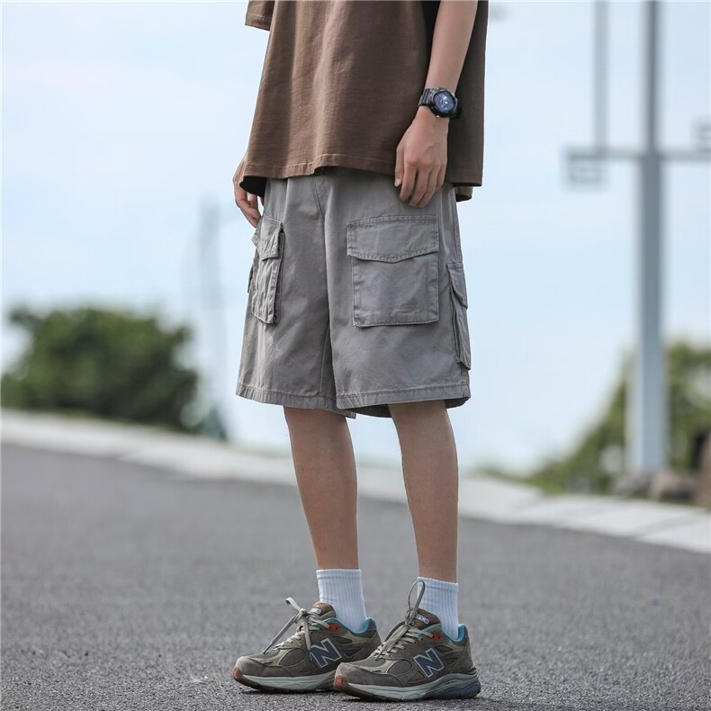 多口袋工装短裤日系夏季高街休闲宽松直筒五分裤DR23,男装牛仔裤,星座1116A-1（原606A）