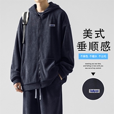 潮牌美式时尚条绒套装男宽松连帽外套休闲裤两件套KW905-特批-131，男装休闲套装，星座718