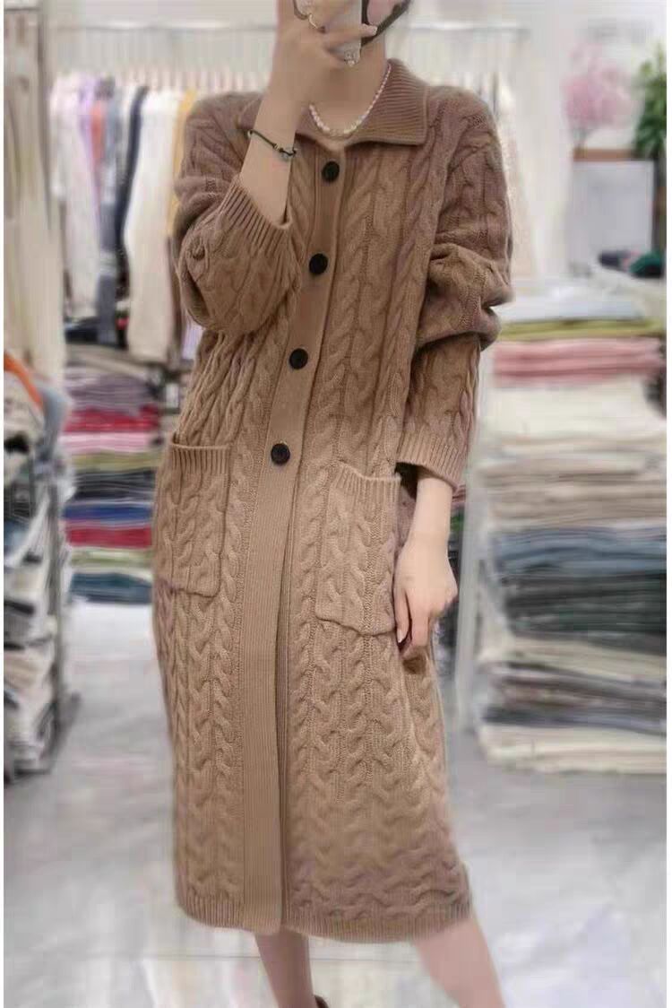 时尚保暖女士长款开衫毛衣优雅显瘦抗风针织衫,针织衫/毛衣,聚奥羊绒