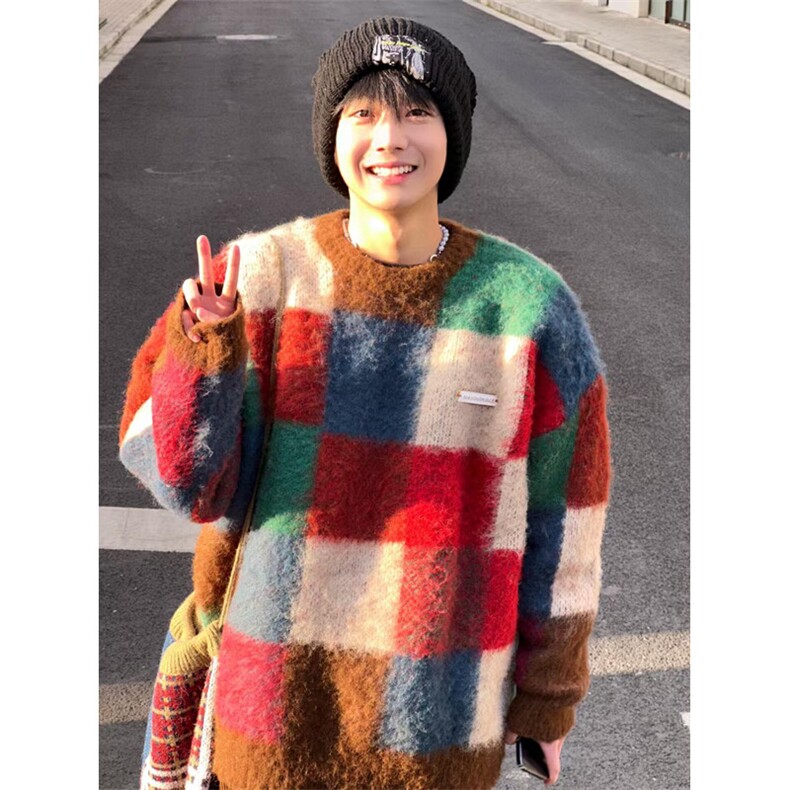 拼色毛衣气质潮流文艺流行百搭日系简约慵懒原宿M7018,男装针织衫/毛衣,星座1116A（原606A-3）