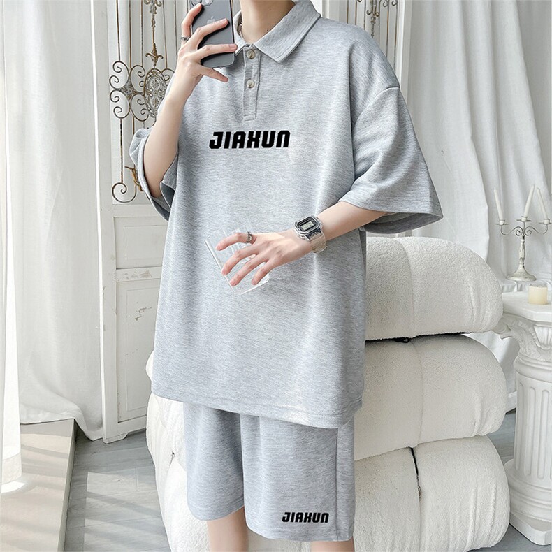 polo衫潮情侣短袖套装T3673上衣特P31控59-DK8634裤子特P26控49，男装Polo衫，电商A007