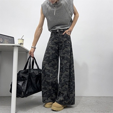 美式工装迷彩裤子男款2026新款夏季穿搭直筒宽松阔腿休闲长裤，男装牛仔裤，星座410-6（原星座1304-1）