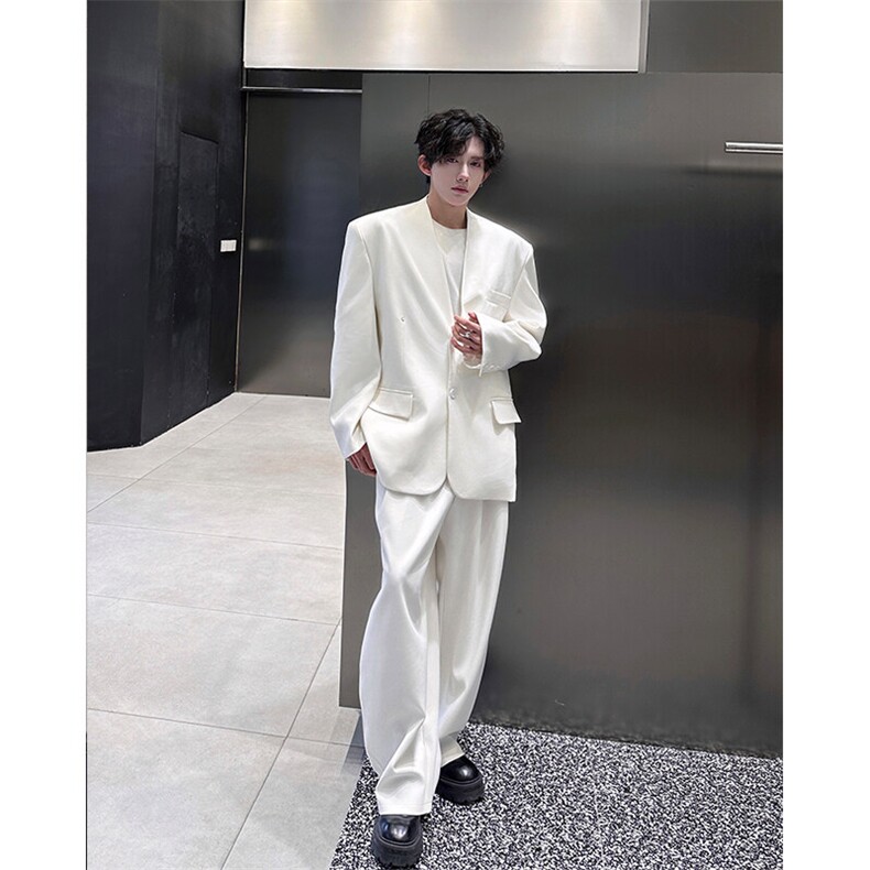 韩版休闲西装套装外套高级痞帅宽松韩版西服外套西裤整套搭配P140，男装西服，电商B319