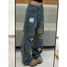 【有货】S809LL-特P52重工艺花瓣刺绣水洗牛仔裤男女设计感裤子，男装牛仔裤，星座1007（原301D）