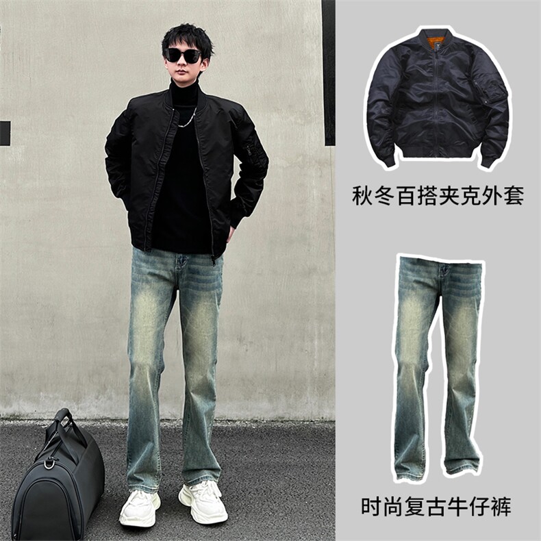 春秋冬男士夹克美式加厚外套夹克 JK327/P90-复古色牛仔裤992/P65图片