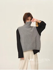 高领设计感无袖针织马甲女秋冬内搭洋气上衣潮，女装马甲，半城羊绒