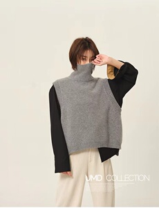 高领设计感无袖针织马甲女秋冬内搭洋气上衣潮图片
