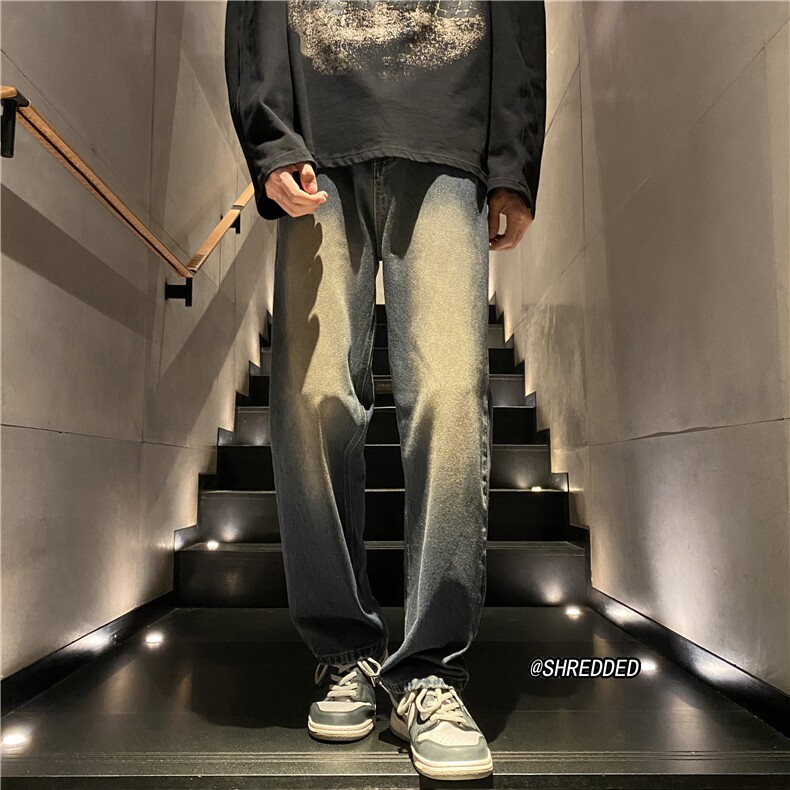 2024秋季美式高街复古水洗修身直筒牛仔裤B315-K23493-p55控75,男装牛仔裤,电商B315