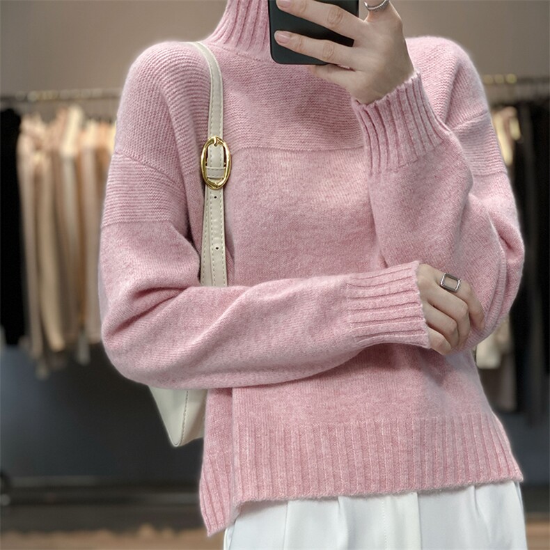 初秋打底针织衫慵懒风宽松外穿上衣服内搭羊毛毛衣,女装羊毛衫,耀日羊绒