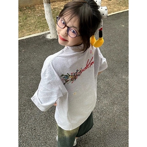 万针全刺绣工艺抖音得物高品质260克重磅纯棉双纱美式高街短袖T恤图片