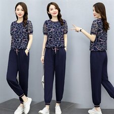 冰丝运动套装女2023新款夏装搭配时尚洋气修闲高端品牌专柜两件套，女装套装/套裙，关键词