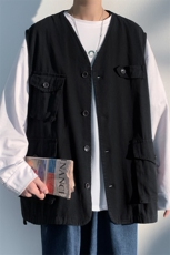 2025春季热卖户外大码工装男多口袋休闲宽松马甲外套MJ003-P45，男装背心/马甲，电商A001