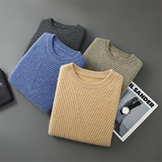 2025年秋季新款百搭男士前片席边套头羊毛衫，男装羊毛衫，嘉日羊绒