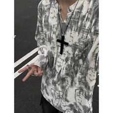 美式复古扎染长袖男秋季高级感内搭打底衫潮WYA29-P32，男装T恤，星座208-5