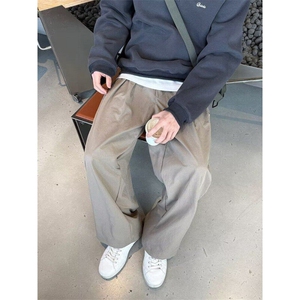 2025新款纯色打褶休闲裤春夏季男款宽松长裤纯色简约百搭小西裤图片