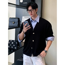杰克琼斯奥特莱斯秋冬衣服商务时尚V领毛衣开衫针织衫上衣男装，男装针织衫/毛衣，星座506A