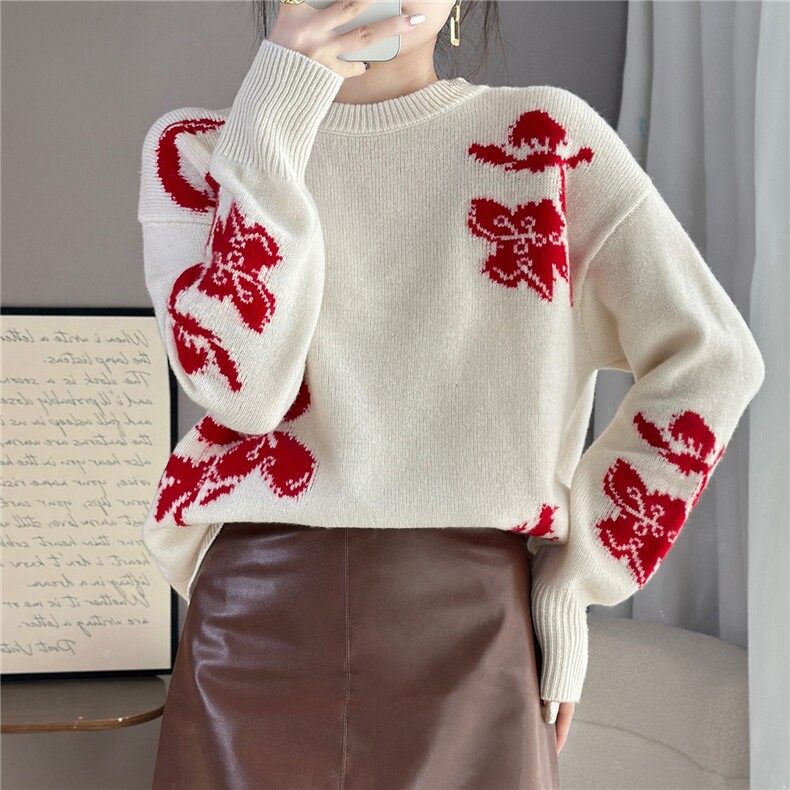 2025年秋季时尚百搭通勤简约休闲圆领羊毛衫，女装羊毛衫，佰米娇羊绒