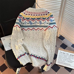 费尔岛圆领针织衫上衣男长袖毛衣  CF915 P50图片