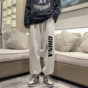 华夫格运动裤男大码抽绳休闲裤卫裤 HK78001-P35 加绒款P45图片