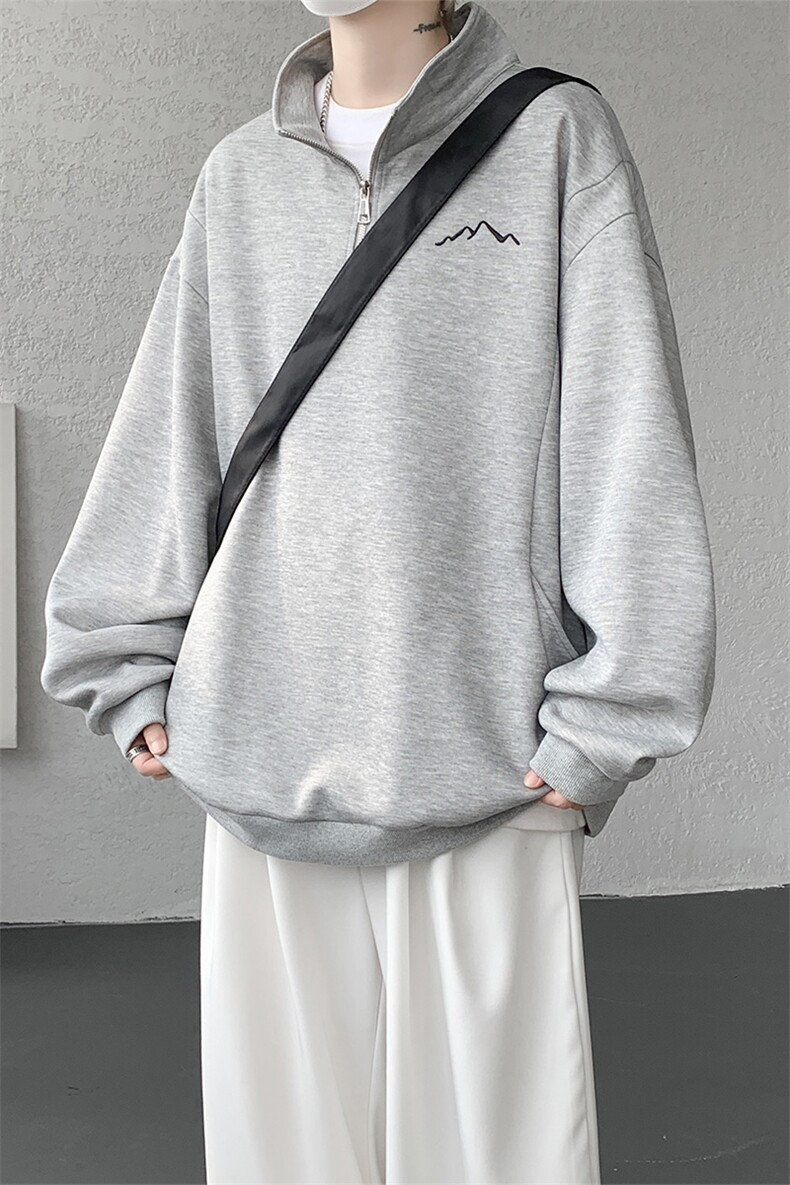 WY10146-特P47加绒特批57重磅曼巴棉半拉链刺绣大码休闲卫衣男,男装卫衣,电商A059
