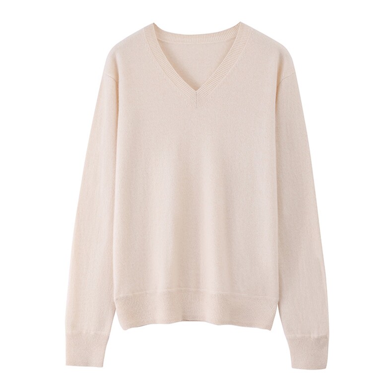 2025秋冬百搭时尚简约平面v领羊绒衫，女装羊绒衫，澳坤羊绒