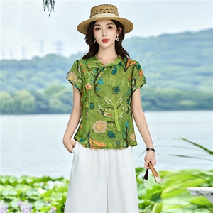 现货！夏季套装2026新款松弛感新中式盘扣上衣服女两件套端庄大气图片