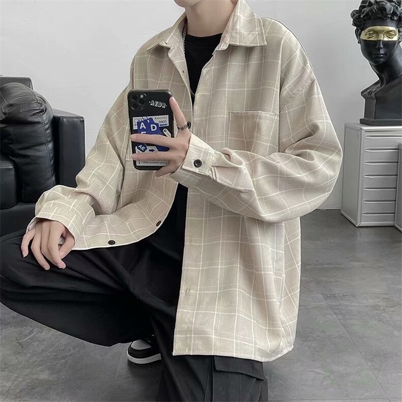 美式复古衬衫春季内搭叠穿外套小众高级感情侣上衣C8010p40,男装衬衫,星座1013
