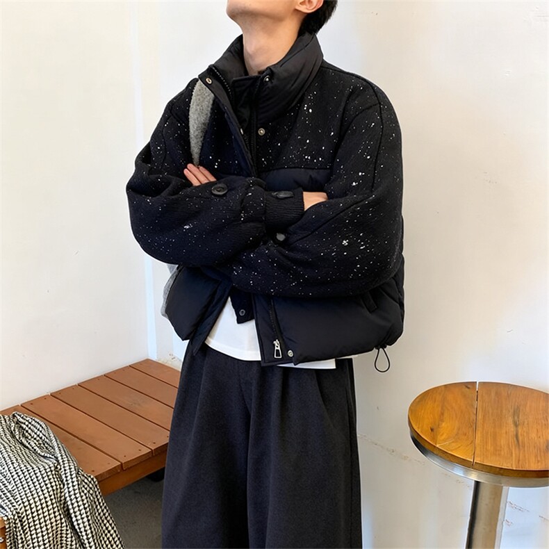 B27/P118控158满天星男士棉衣外套冬季痞帅保暖短款棉衣袄子黑首1,男装棉衣,星座305B
