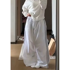 垂感高腰运动休闲裤女秋冬新款小众设计感宽松条纹抽绳裤KA8028，男装休闲裤，星座1116A（原606A-3）