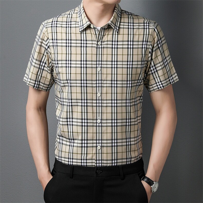 AD62218钱塘2020-3夏季新款男士格子商务休闲短袖衬衫P60,男装衬衫,钱塘207-3