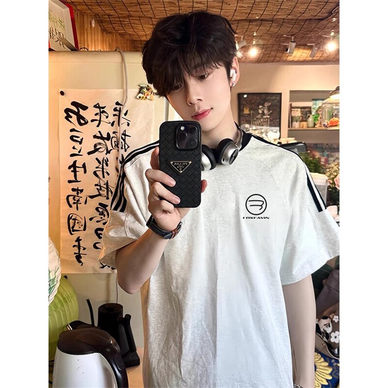 夏季美式高街重磅纯棉三条杠织带撞色男女短袖T恤ZD631-特P30,男装T恤,电商A486-1