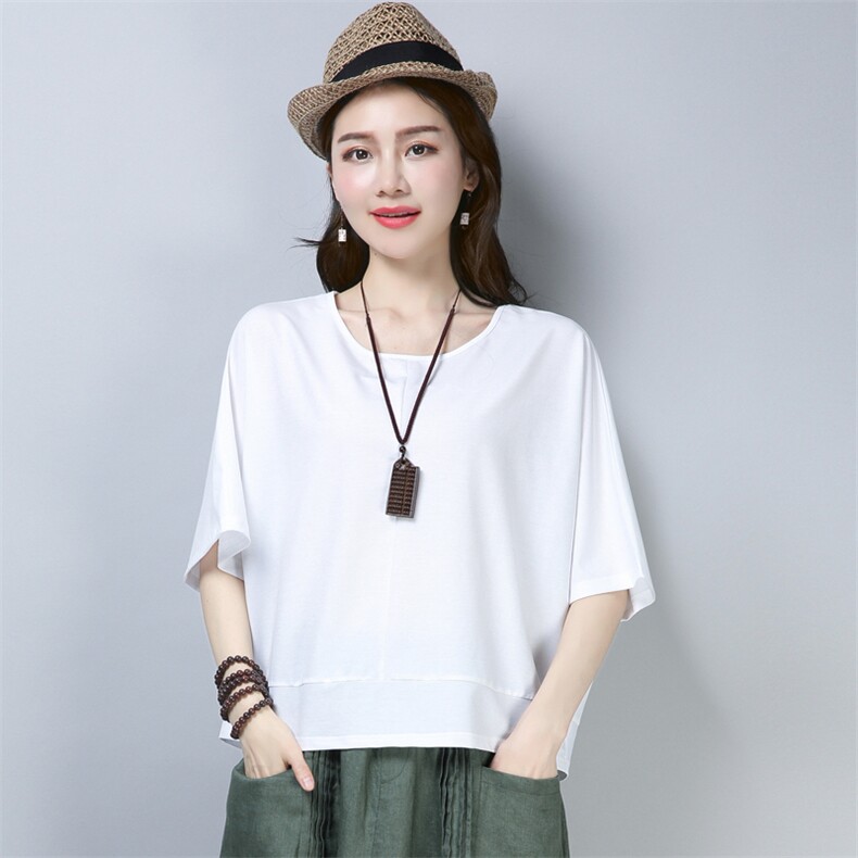 短袖t恤女2024年夏季新款宽松大码蝙蝠衫设计感小众半袖妈妈上衣，女装T恤，简韵佳