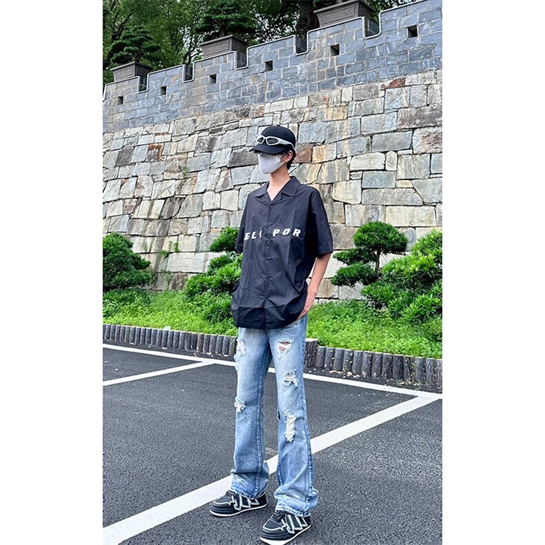 美式高街ins小众破洞牛仔裤货号K755P6578,男装牛仔裤,电商A063