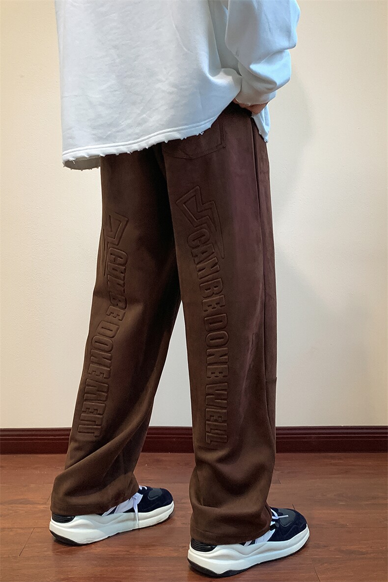 22秋新款麂皮休闲宽松oversize港风束脚休闲裤B266-X828-P60,男装休闲裤,星座B257-1
