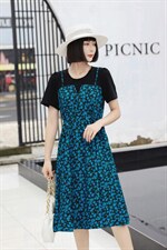 ［现货］假两件碎花连衣裙，补单款，你值得拥有！，女装连衣裙，友一有二