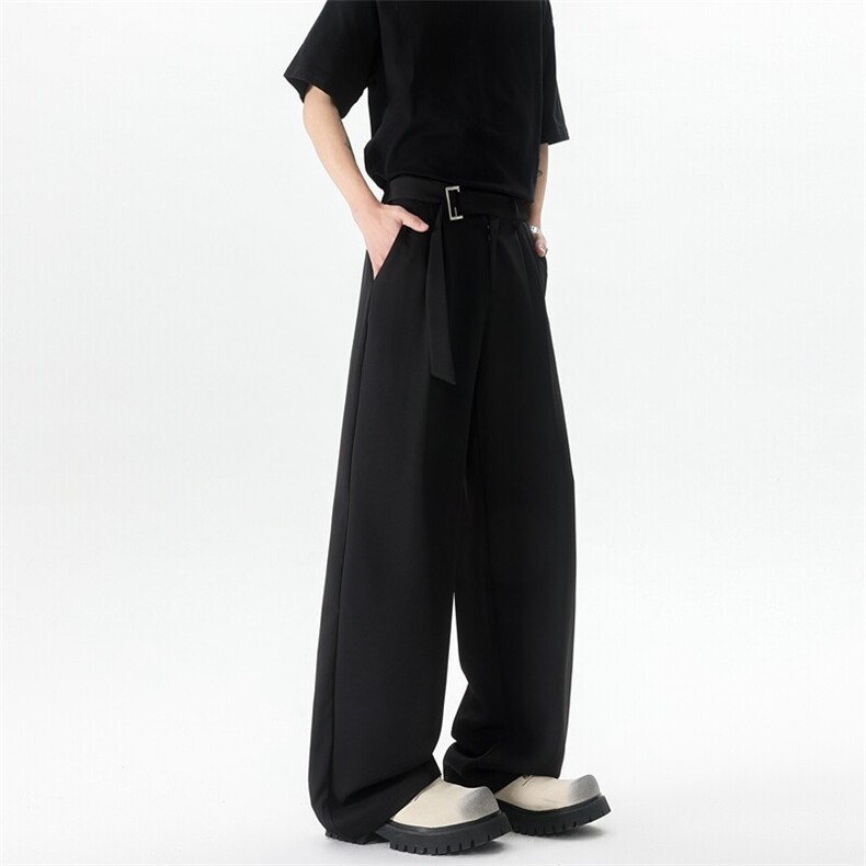 8XL-M垂坠感冰丝西裤大码凉感裤子腰带直筒长裤休闲裤KZ1958/P55,男装休闲裤,电商B238