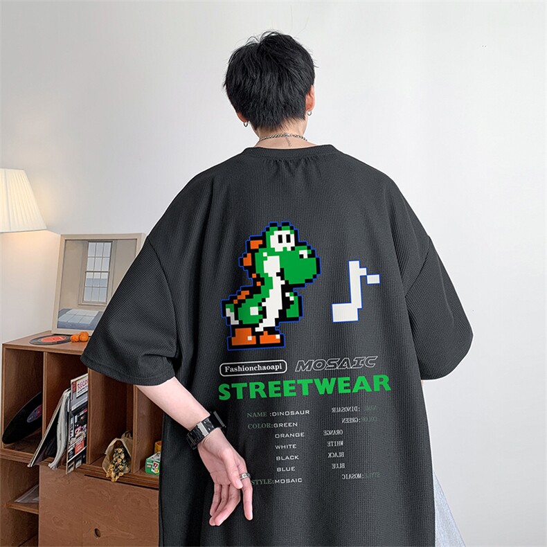 ！2024夏季新款潮流百搭男士华夫格短袖T恤半袖TXH317P28图片