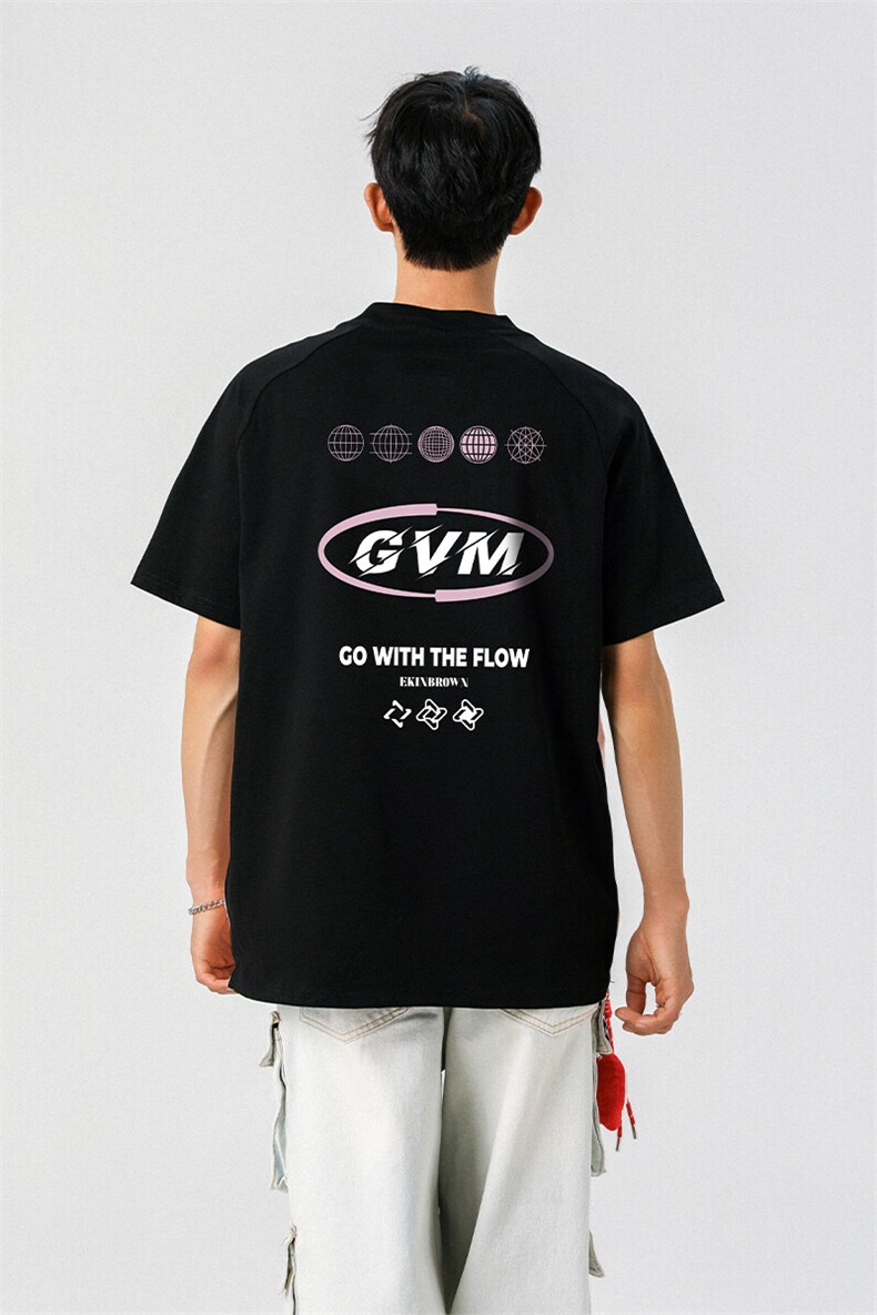 领口拉链拼接设计大码M-5XL印花短袖T恤男：100%棉DX78024P50控78,男装T恤,星座227-7