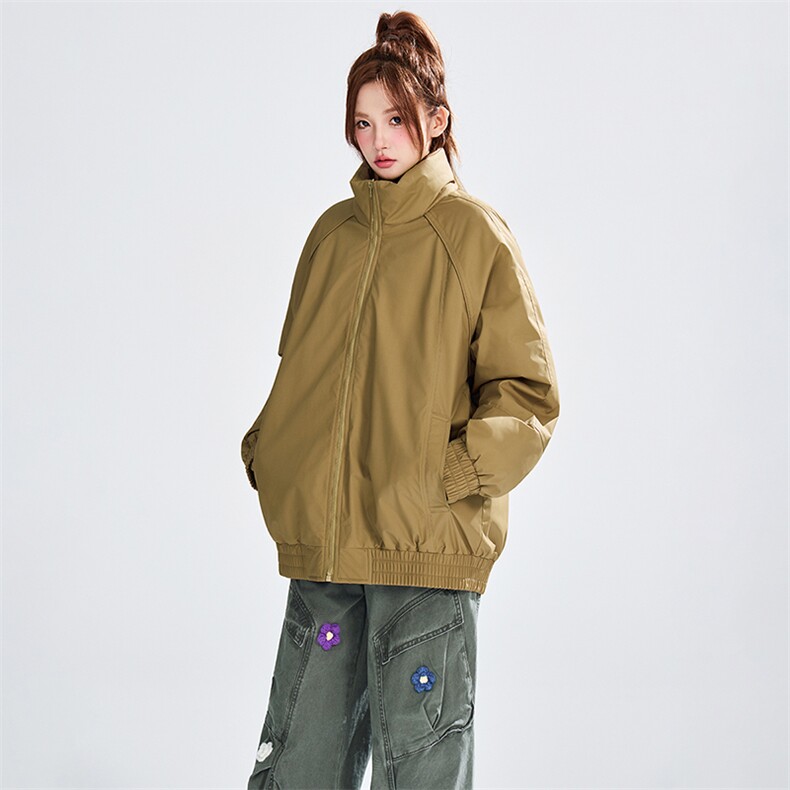 现货美式高街休闲夹克冬季三防立领纯色户外工装加厚棉服外套,男装夹克,电商A486