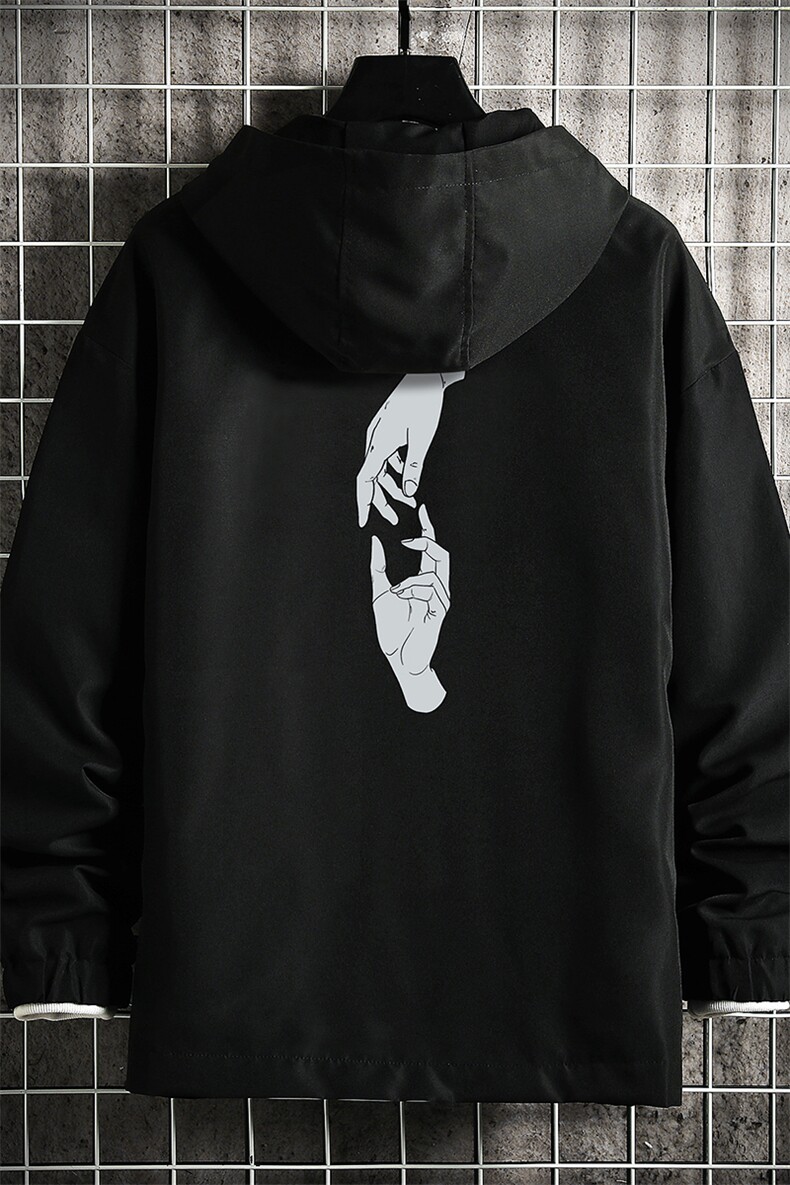 JK65147-P45连帽夹克男大码胖子棒球服上衣外套网格挂拍,男装夹克,电商A040A