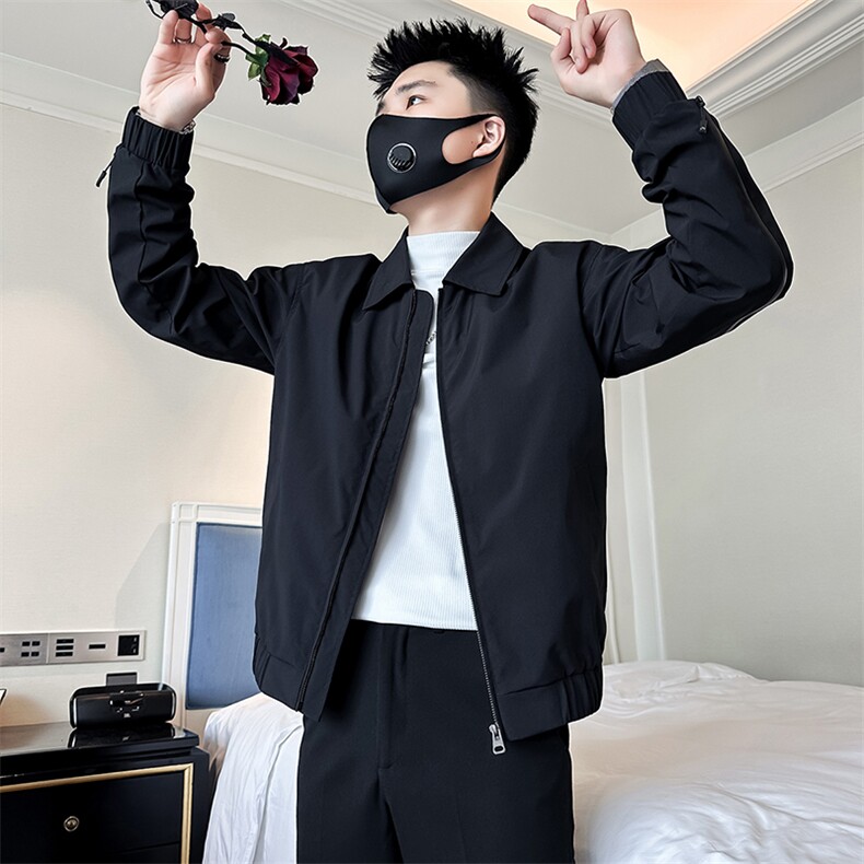 痞帅炸街潮流翻领夹克男士外套社会小伙店主风301C-JK13-P98控138图片