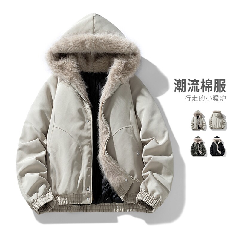 美式座山雕毛领羽绒棉服男款冬潮牌情侣棉衣外套MY2519-P98图片
