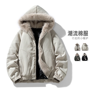 美式座山雕毛领羽绒棉服男款冬潮牌情侣棉衣外套MY2519-P98图片