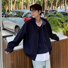 1506/GW93530/P97潮牌重磅黑色美式cleanfit宽松双拉链痞帅外套男，女装短外套，星座1506A