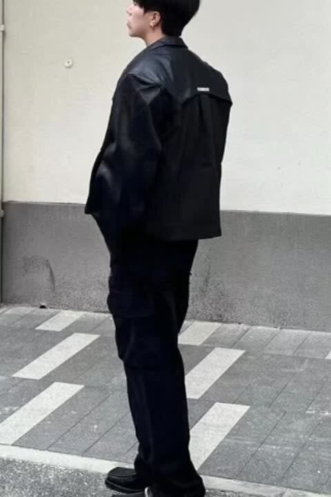 美式时尚短款垫肩翻领皮外套拼接飞行夹克痞帅解构机车服py06p70,男装夹克,电商D256-2(原A064-2)