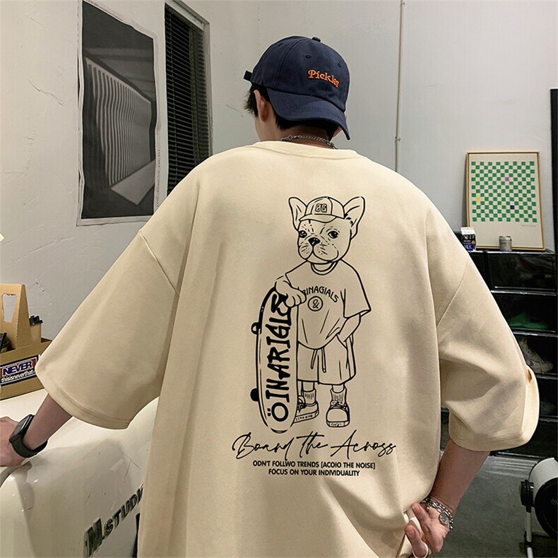 抖音得物二开现货供应220克夏装重磅美式高街宽松短袖t恤MT51,男装T恤,电商A486-1