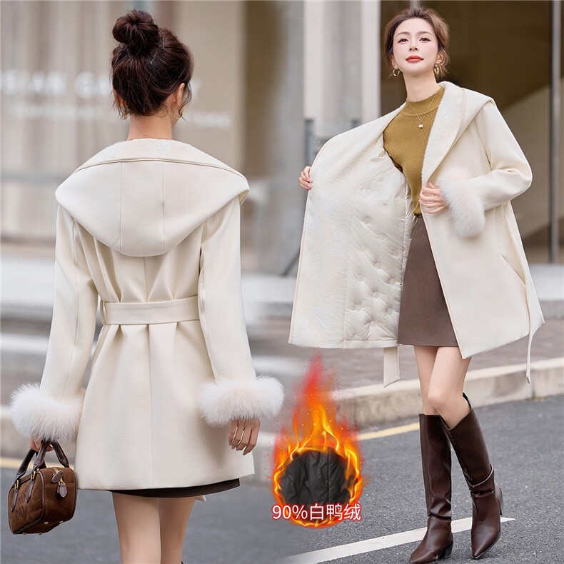 2025冬装新款时尚羽绒羊毛外套,女装羽绒服,曼琳思菲