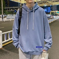WY2202-P35加绒款-P40纯棉连帽卫衣男大码运动帽衫宽松薄外套男，男装卫衣，电商A040