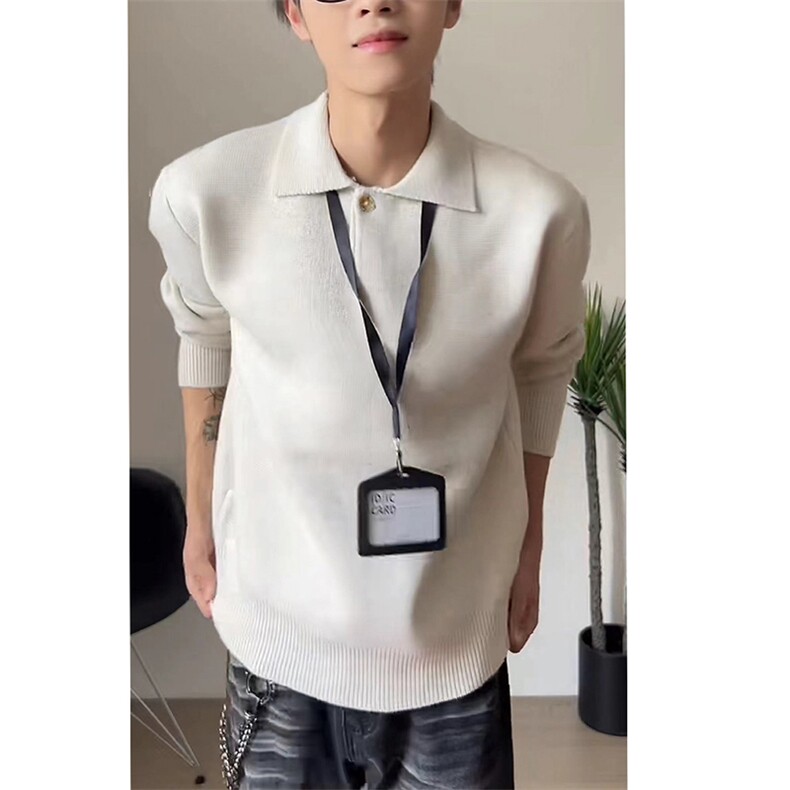 重磅秋冬北极绒亨利领毛衣开衫美式复古休闲慵懒风纯色翻领针织衫,男装针织衫/毛衣,电商A486-1