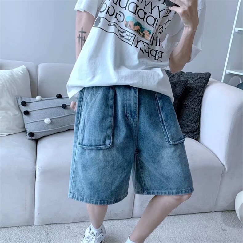 牛仔裤男士潮牌2023夏季新款宽松直筒短裤帅气五分裤子K784-P38,男装休闲裤,星座512-2